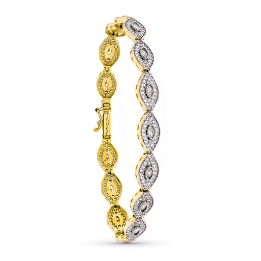 [P08000024] 18K PULSERA ORO BICOLOR CIRCONITAS Y PIEDRAS