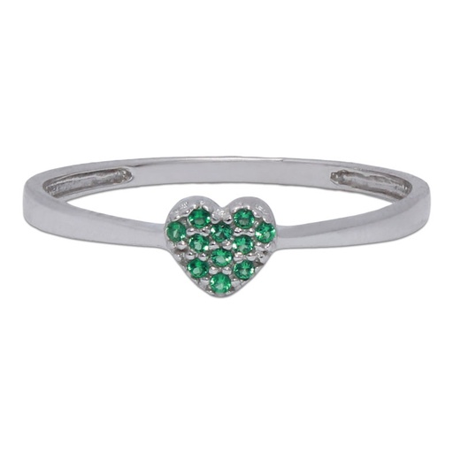 [S966] SORTIJA ORO BLANCO 18 KL CORAZON - VERDE