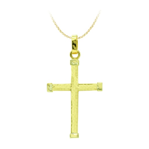[P08000038] 18K CRUZ ORO AMARILLO HUECA BICOLOR 39X24 MM