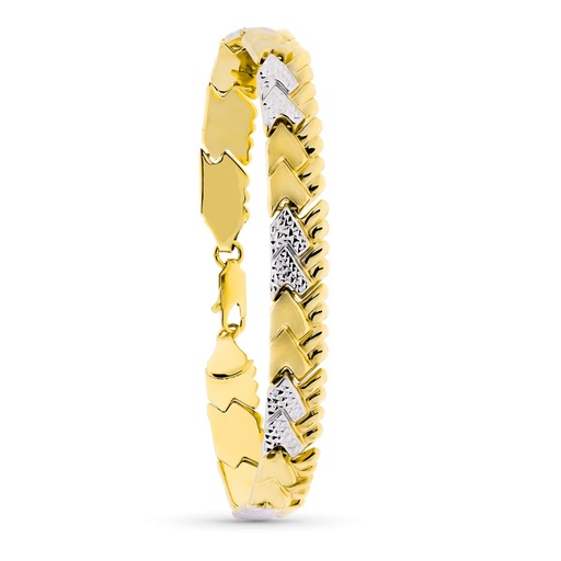 [P08000059] 18K PULSERA ORO BICOLOR ESTAMPACION 19 CM