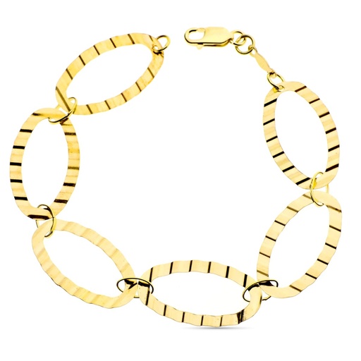 [P08000064] 18K PULSERA ORO AMARILLO ESLABONES CON ONDAS.
