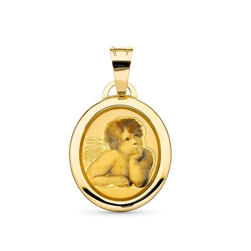 [P08000104] 18K MEDALLA ORO AMARILLO ANGELITO 19X15 MM