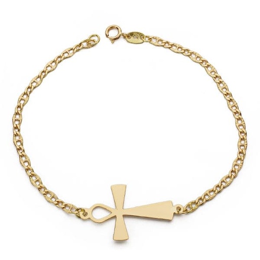 [P08000120] 18K PULSERA CRUZ DE LA VIDA 19CM 1.80 GR