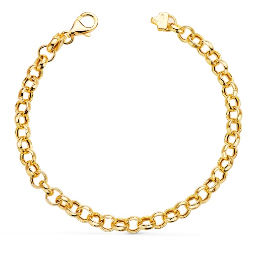 [P08001719] 18K PULSERA ORO AMARILLO ROLO HUECA ANCHO 5.5 MM LARGO 19 CM