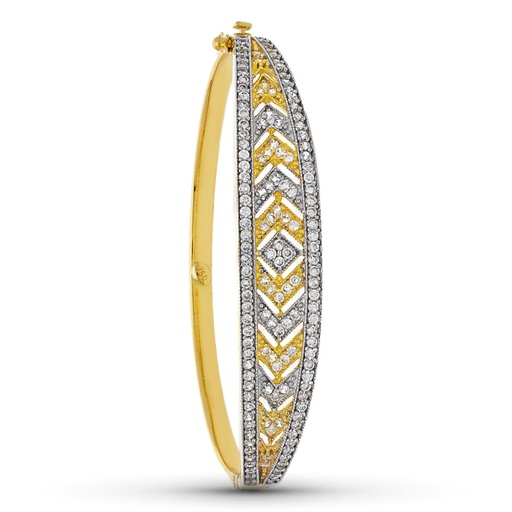 [P09000002] 18K PULSERA ORO BICOLOR RIGIDA CIRCONITAS