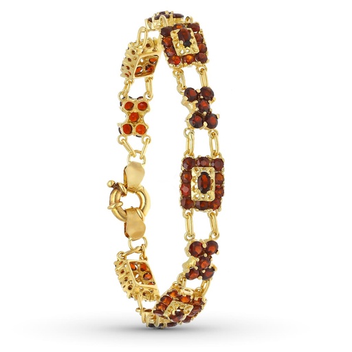 [P09000015] 18K PULSERA ORO AMARILLO GRANATES