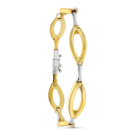 [P09000019] 18K PULSERA ORO BICOLOR ESLABONES OVALES
