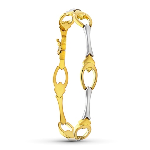 [P09000023] 18K PULSERA ORO BICOLOR ESLABONES