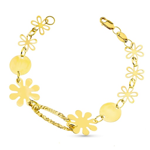 [P09000025] 18K PULSERA FLORES 19 CM 4.70 GR