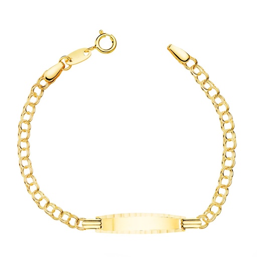 [P09000050] 18K ESCLAVA BEBE ORO AMARILLO HUNGARINA CHAPA BRILLO TALLADA 20X4 MM 13 CM
