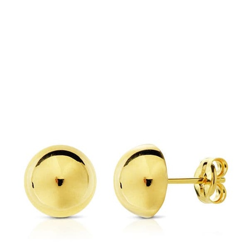 [P10007] 18K PENDIENTES ORO AMARILLO MEDIA BOLA LISA 8 MM PRESION