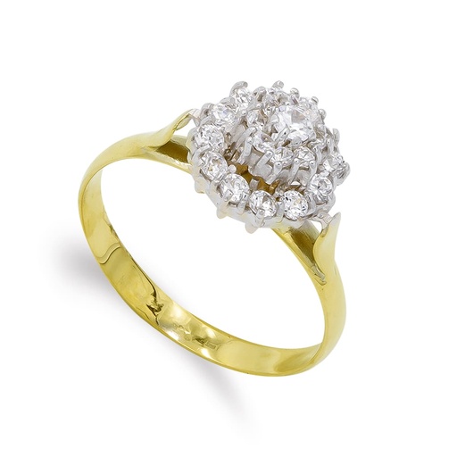[P10385-2] 18K SORTIJA ORO BLANCO CUAJO 12 CIRCONITAS