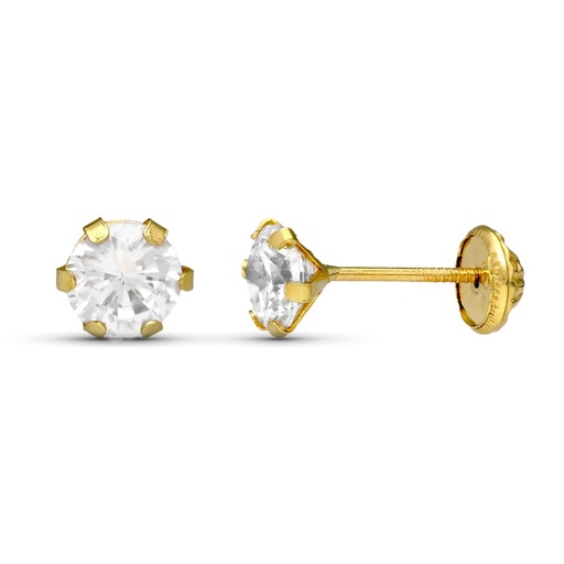 [P10711] 18K PENDIENTES ORO AMARILLO CIRCONITAS GARRAS 5X5 MM