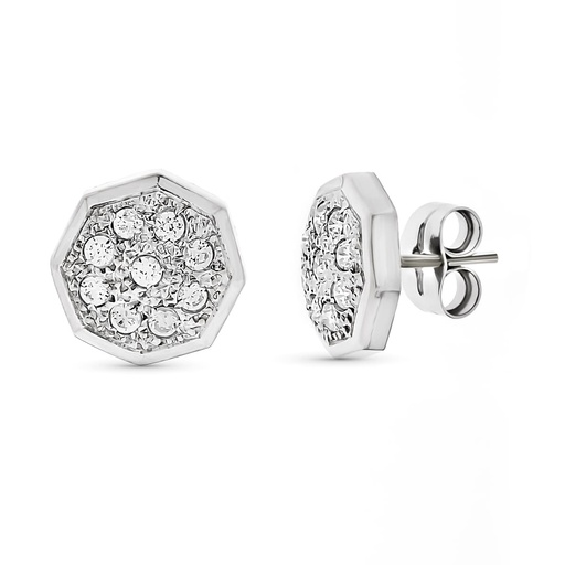 [P10734] 18K PENDIENTES ORO BLANCO CIRCONITAS 11X11 MM
