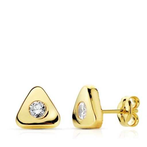 [P10767] 18K PENDIENTES ORO AMARILLO TRIANGULO CIRCONITA7X7 MM