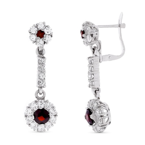 [P10830] 18K PENDIENTES ORO BLANCO CUAJOS CIRCONITAS 33X10 MM