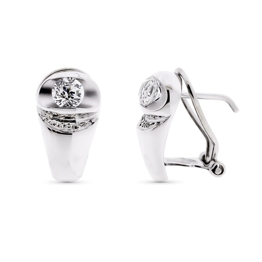 [P10834] 18K PENDIENTES ORO BLANCO CIRCONITAS 14X9 MM