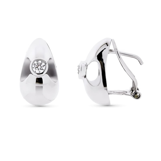 [P10844] 18K PENDIENTES ORO BLANCO CIRCONITAS 16X9 MM