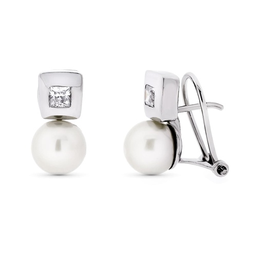 [P10860] 18K PENDIENTES ORO AMARILLO PERLA CULTIVADA 7. 14X7 MM