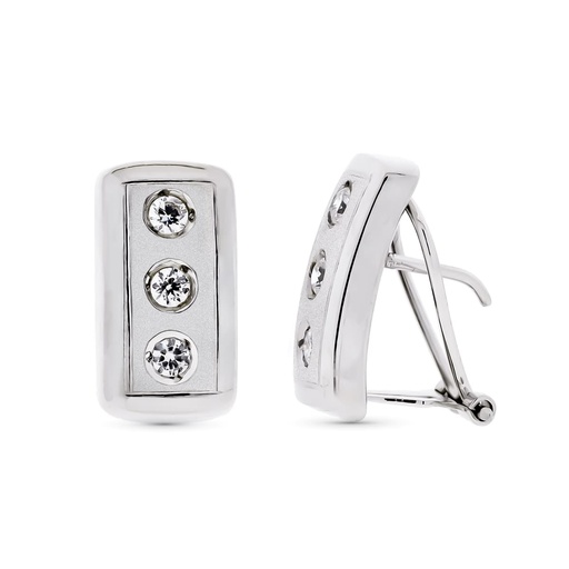 [P10897] 18K PENDIENTES ORO BLANCO CIRCONITAS RECTANG. 17X9 MM