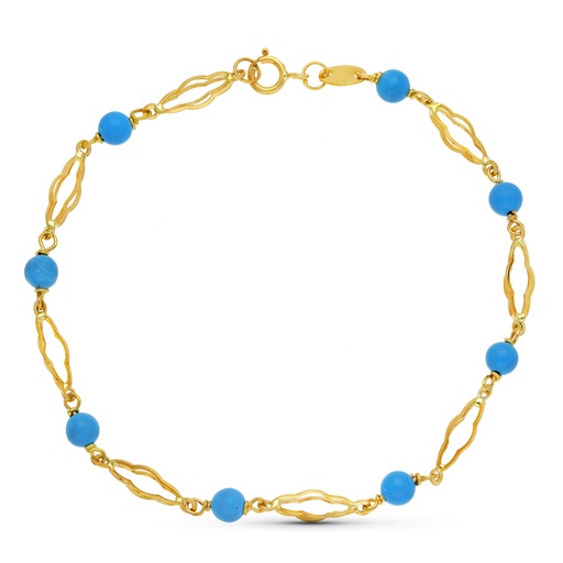 [P11000052T] 18K PULSERA ORO AMARILLO TURQUESA 4 MM 18.5CM