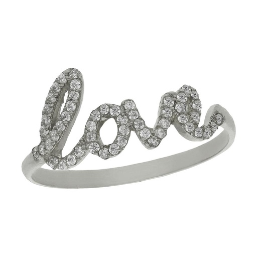 [S797] SORTIJA ORO BLANCO 18KL LOVE CIRCONITAS