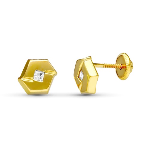 [P11083] 18K PENDIENTES ORO AMARILLO CIRCONITAS 7.5X6 MM