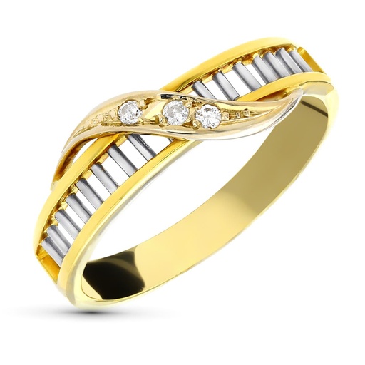 [P1118] 18K SORTIJA ORO AMARILLO DIAMANTES TALLA BRILLANTE CALADA HOJA
