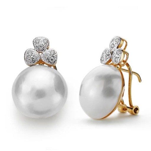 [P11212] 18K PENDIENTES PERLA JAPONESA 14 MM OMEGA