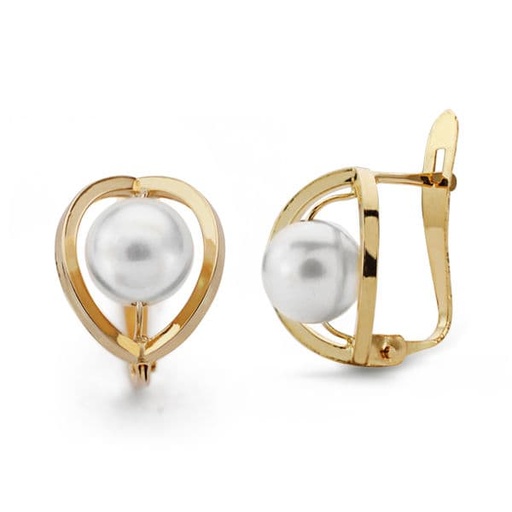 [P11213] 18K PENDIENTES PERLA 12X8 MM