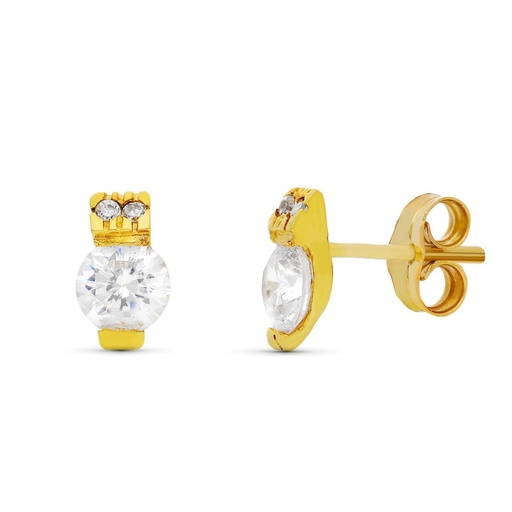 [P11220] 18K PENDIENTES ORO AMARILLO CIRCONITAS 9X5 MM
