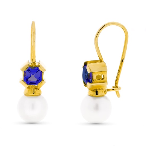 [P11234-PAT] 18K PENDIENTES PERLA CULTIVADA 7 MM AMATISTA