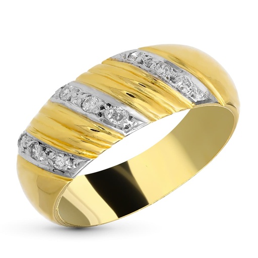 [P1128] 18K SORTIJA ORO AMARILLO 9 DIAMANTES TALLA BRILLANTE 0.090 QTS.