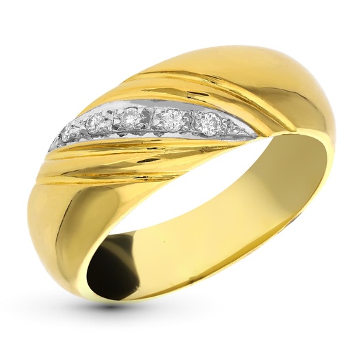 [P1129] 18K SORTIJA ORO AMARILLO 5 DIAMANTES TALLA BRILLANTE 0.10 QTS.