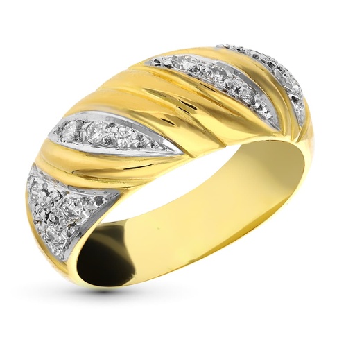 [P1130] 18K SORTIJA ORO AMARILLO DIAMANTES TALLA BRILLANTE 0.24  QTS.