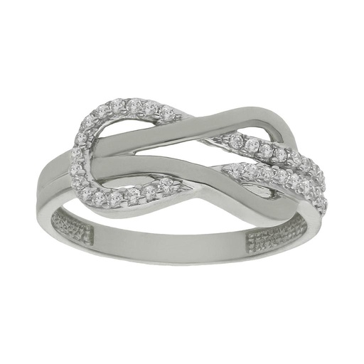 [S785] SORTIJA ORO BLANCO 18KL INFINITO CIRCONITAS