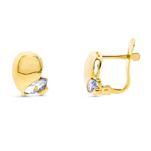 [P11576-AM] 18K PENDIENTES ORO AMARILLO PIEDRA AGUAMARINA CATALAN