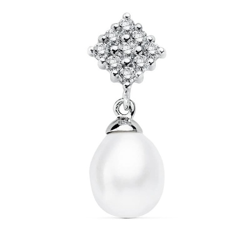 [P11603-5] 18K COLGANTE ORO BLANCO CUAJO Y PERLA 22X8 MM