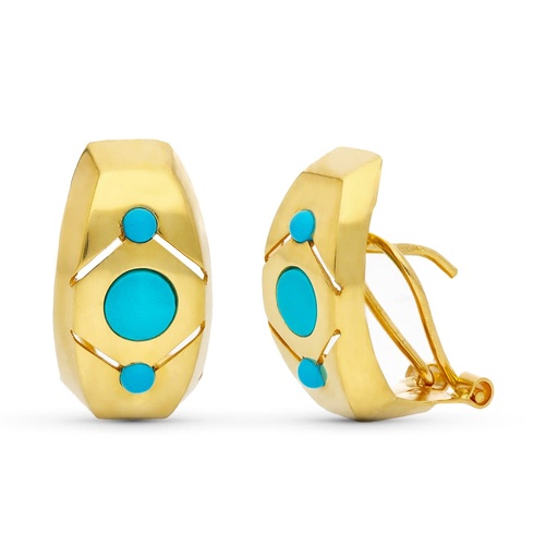 [P11657] 18K PENDIENTES ORO AMARILLO TURQUESA OMEGA