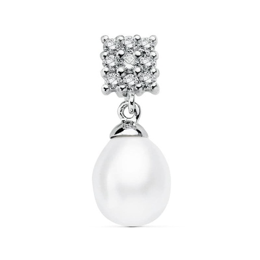 [P11673-5] 18K COLGANTE ORO BLANCO CUAJO Y PERLA 20X8 MM