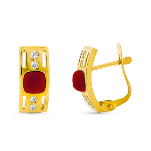 [P11719-C] 18K PENDIENTES CORAL FINO 4 MM CIRCONITAS