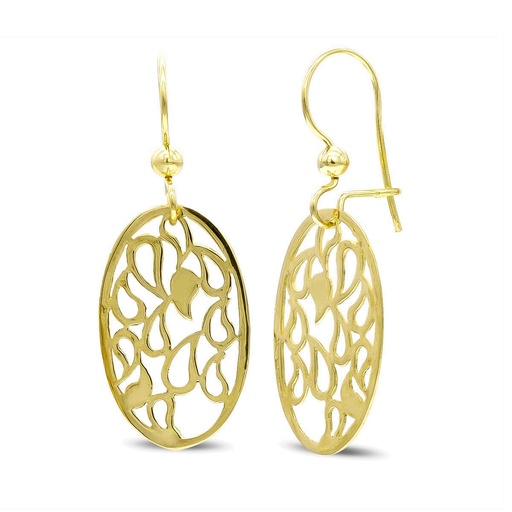 [P11797] 18K PENDIENTES ORO AMARILLO LARGOS OVAL CALADOS