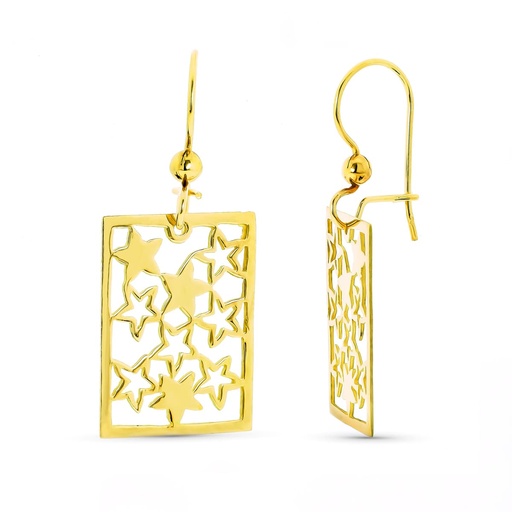 [P11798] 18K PENDIENTES ORO AMARILLO LASER CUADRADO