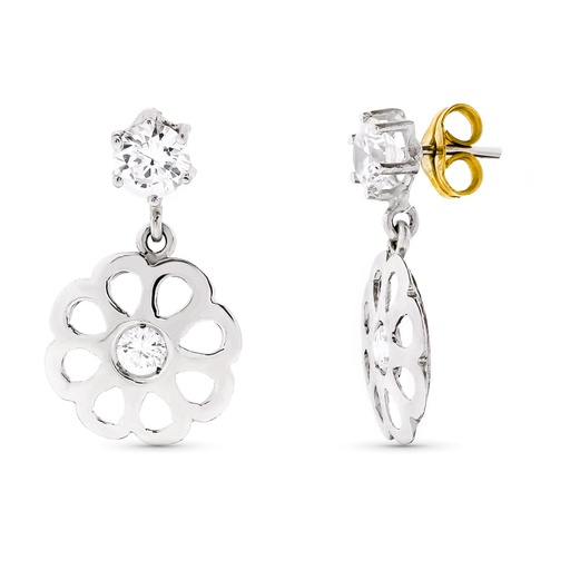 [P11855] 18K PENDIENTES ORO BLANCO CIRCONITAS 22X13 MM