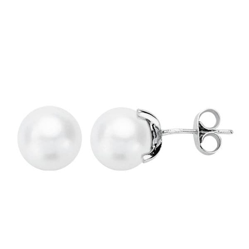 [P11901-OB] 18K PENDIENTES PERLA CULTIVADA 7-7.5 MM ORO BLANCO