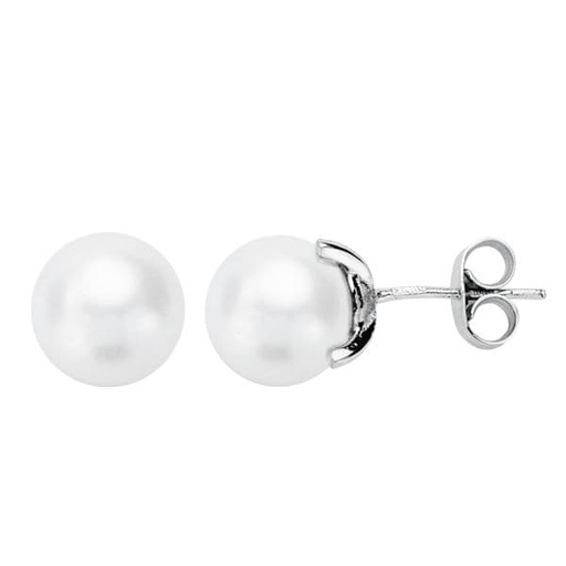 [P11903-OB] 18K PENDIENTES ORO BLANCO PERLA CULTIVADA 7.5-8 MM