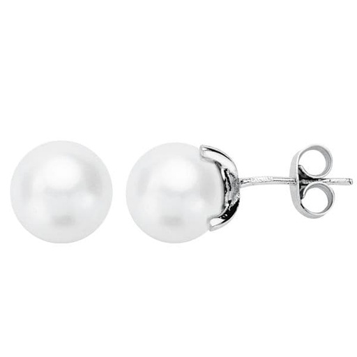 [P11905-OB] 18K PENDIENTES ORO BLANCO PERLA CULTIVADA 8-8.5 MM