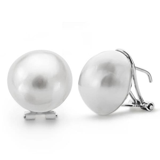 [P11917] 18K PENDIENTES JAPONESA ORO BLANCO 14 MM