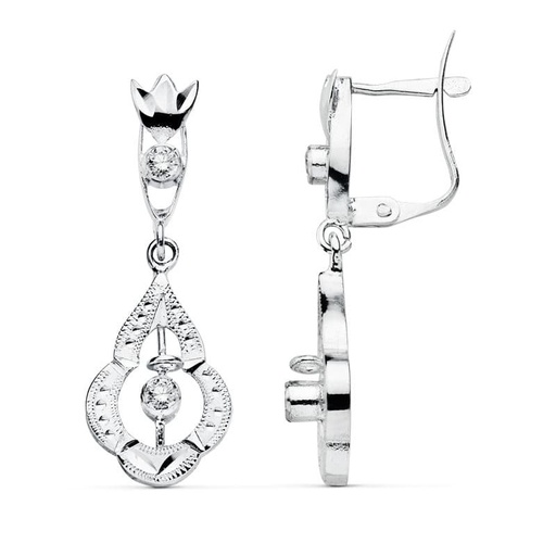 [P11944] 18K PENDIENTES CUBANAS ORO BLANCO 29X10 MM