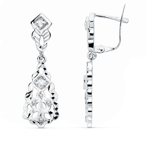 [P11945] 18K PENDIENTES ORO BLANCO CUBANAS 30X9 MM
